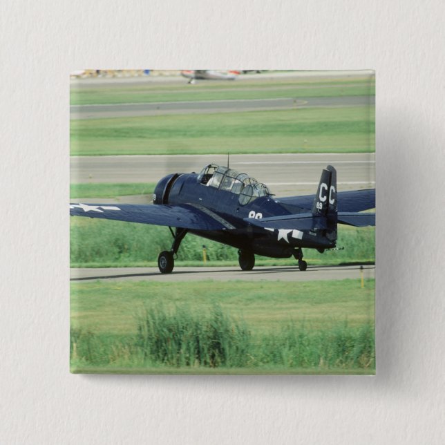 Grumman TBF/TBM Avenger Navy Carrier torpedo 2 Inch Square Button (Front)