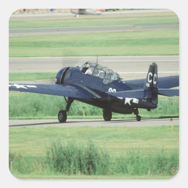 Grumman TBF/TBM Avenger Navy Carrier torpedo Square Sticker (Front)