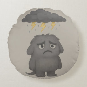 Grummel Kissen – Das ADHS-Monster für Frust Round Pillow