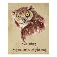 Grump Minimalist Watercolor Print Art Owl Lovers."