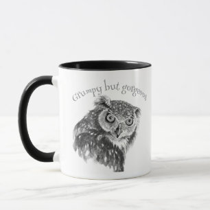 Grump Minimalist Watercolor Print Art Owl Lovers." Mug