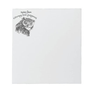 Grump Minimalist Watercolor Print Art Owl Lovers." Notepad