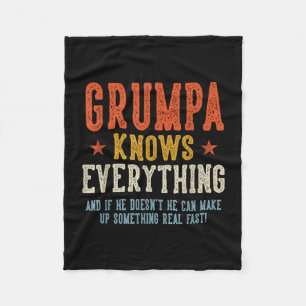 Grumpa knows everything father's day retro vintage fleece blanket