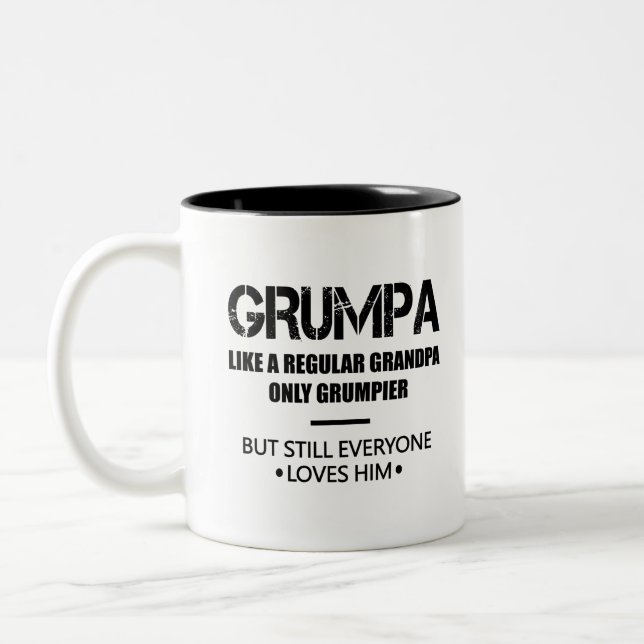 Grumpa Like A Regular Grandpa Only Grumpier Father Two-Tone Coffee Mug (Left)