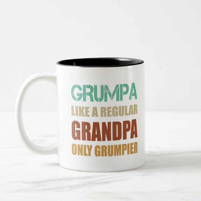 Grumpa Like A Regular Grandpa Only Grumpier Father Two-Tone Coffee Mug (Left)