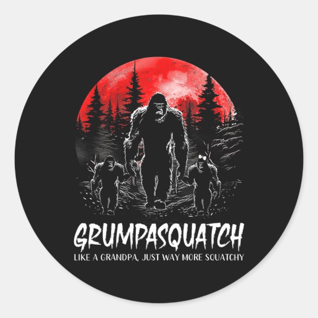 Grumpa Squatch Funny Bigfoot Dad Sasquatch Yeti Fa Classic Round Sticker (Front)