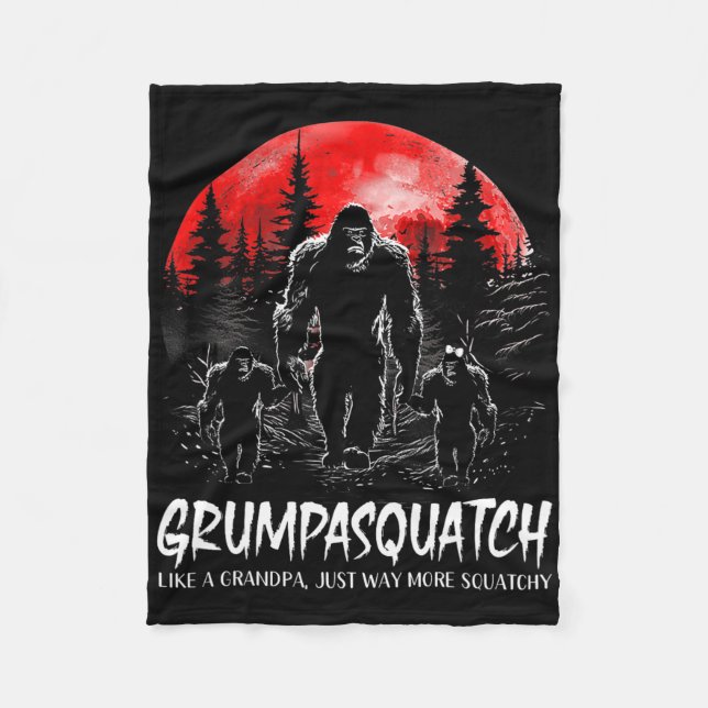 Grumpa Squatch Funny Bigfoot Dad Sasquatch Yeti Fa Fleece Blanket (Front)