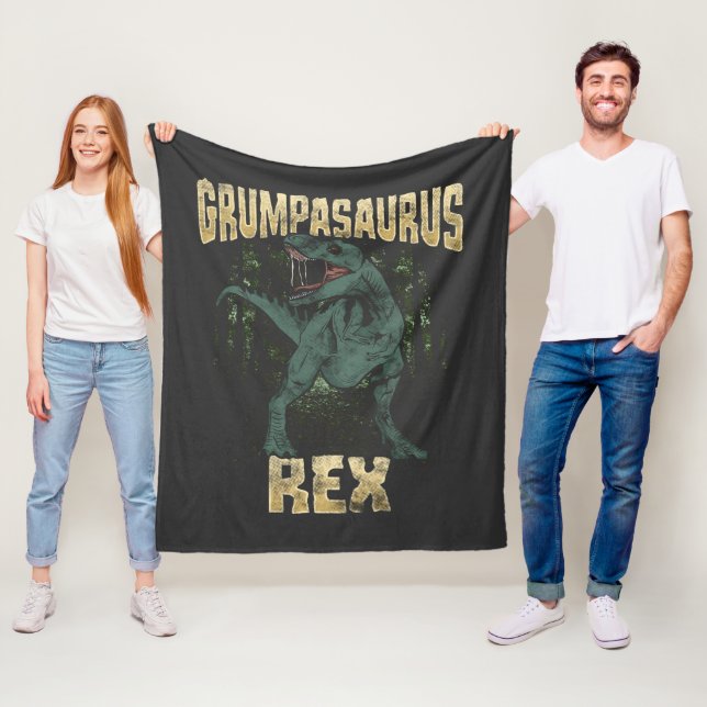 Grumpasaurus Rex Dinosaur T Rex Grandpa Fleece Blanket (In Situ)