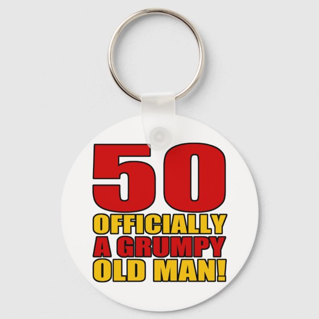 Grumpy 50th Birthday Humour Keychain (Front)