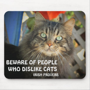 Grumpy Angel Cat and Irish proverb Meme Mouse Pad