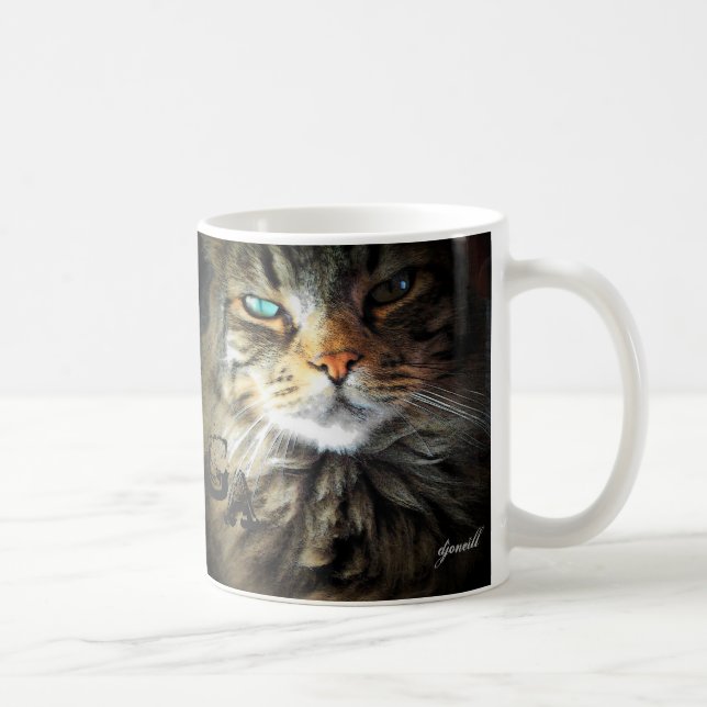 Grumpy Angel Pretty Maine Coon face Coffee Mug (Right)