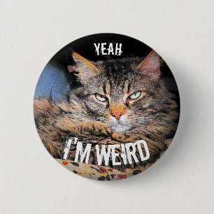 Grumpy Angel, Yeah I'm Weird Cat Meme 2 Inch Round Button