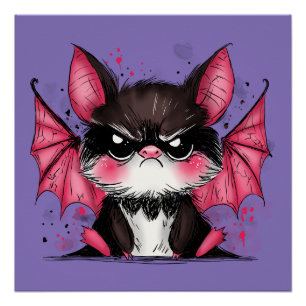 Grumpy Bat Poster