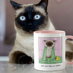 Grumpy Bath Time Himalayan Siamese Cat Funny Pink Mug