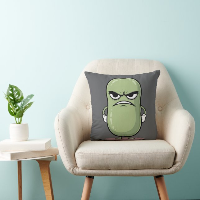 Grumpy Bean – The Cute but Moody Bean Throw Pillow (Chair)