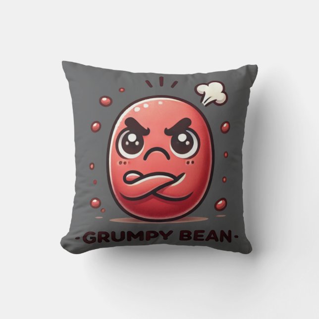 Grumpy Bean – The Moody Little Bean Throw Pillow (Front)