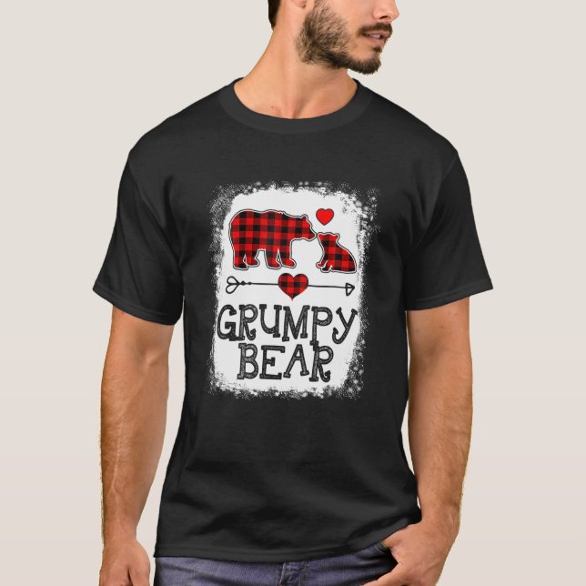 Grumpy Bear Christmas Pajama Red Plaid Buffalo Fam T-Shirt (Front)