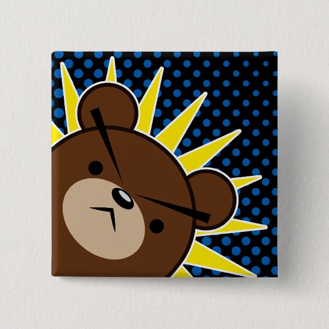 Grumpy Bear Roar 2 Inch Square Button (Front)