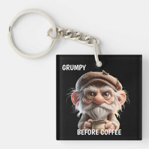 Grumpy Before Coffee Whimsical Keychain