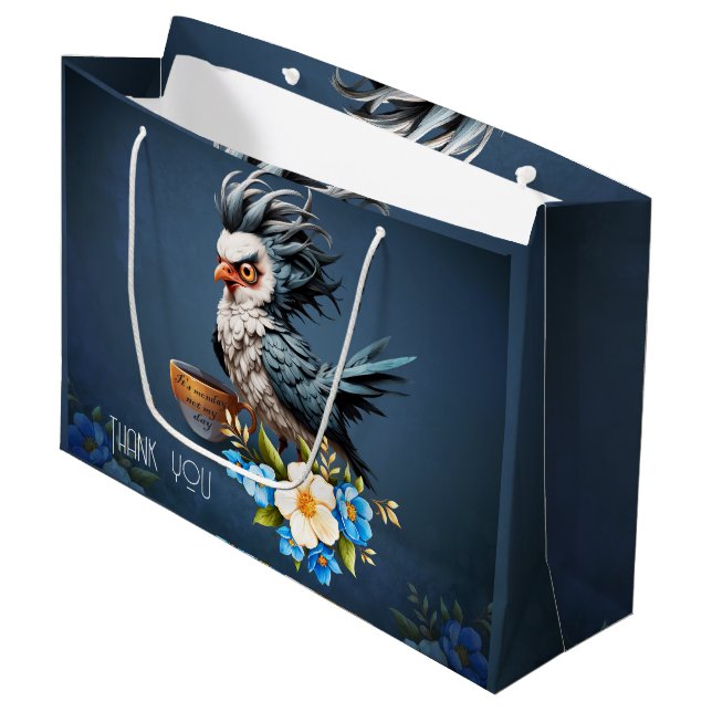 Grumpy Bird on Monday.  Large Gift Bag (Front Angled)