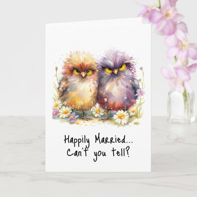 Grumpy Birds Funny Anniversary Card Sarcasm (Orchid)