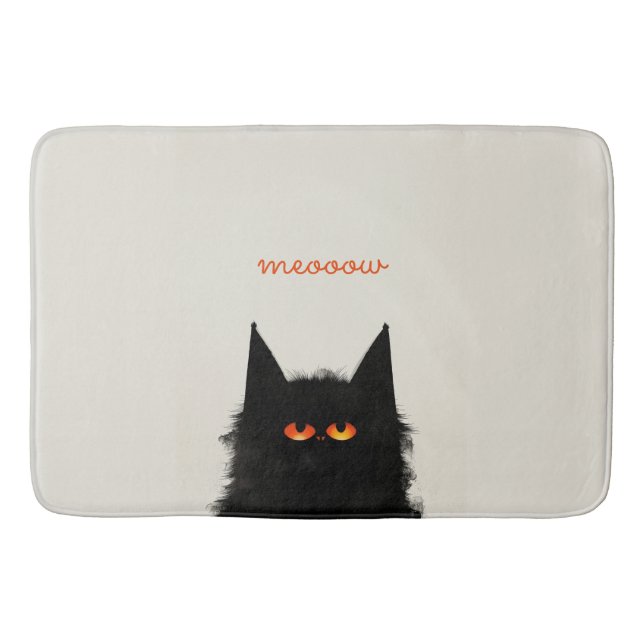 Grumpy Black Cat Bath Mat (Front)