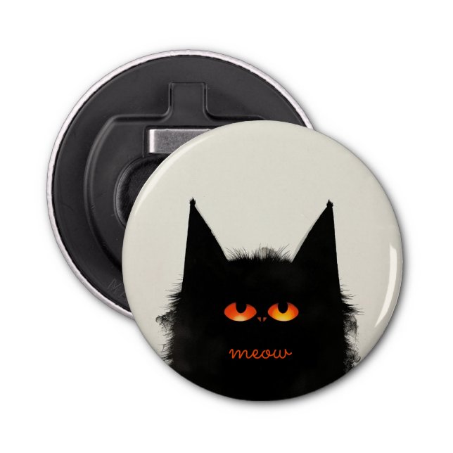 Grumpy Black Cat Bottle Opener (Front)