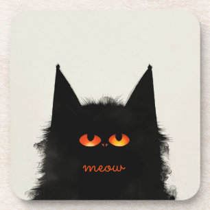 Grumpy Black Cat Coaster
