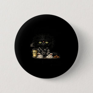 Grumpy black cat coffee lover cute morning funny 2 inch round button