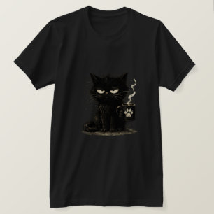 Grumpy Black Cat Coffee Lover T-Shirt