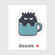 Grumpy Black Cat Coffee Mug Sticker