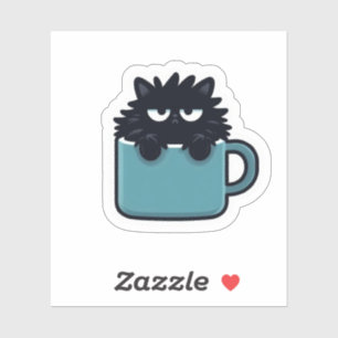 Grumpy Black Cat Coffee Mug Sticker