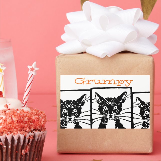 Grumpy Black Cat for the Grumpy Person or Cat Sticker (Party)