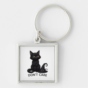 Grumpy Black Cat Halloween  Keychain