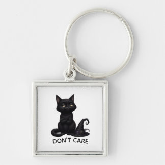 Grumpy Black Cat Halloween Keychain