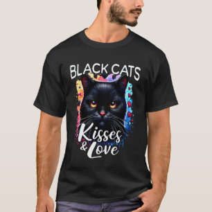 Grumpy Black Cat Kisses Black Cat Love T-Shirt
