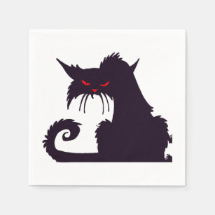 Grumpy Black Cat Paper Napkins