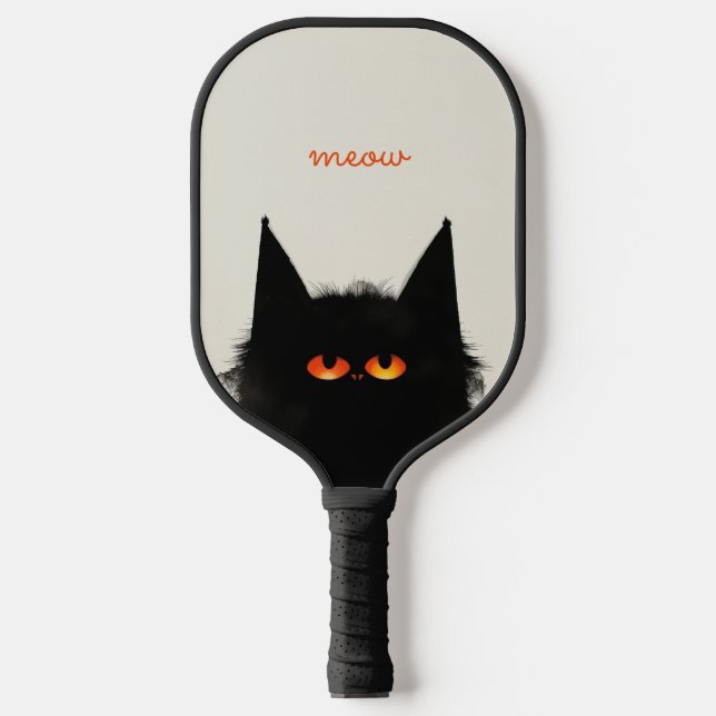 Grumpy Black Cat Pickleball Paddle (Front)