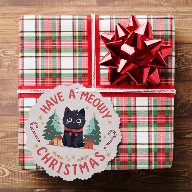 Grumpy Black Cat Purrfect Meowy Christmas  Ornament Card (Insitu (Gift))
