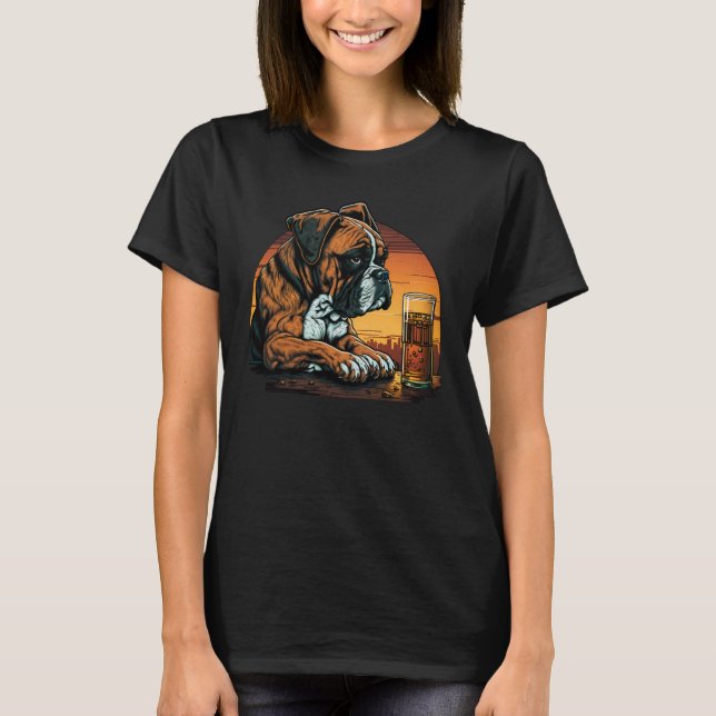Grumpy Boxer Drinks Whisky  1 T-Shirt (Front)
