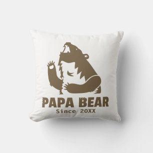 Grumpy Brown Papa Bear Year of Fatherhood Throw Pillow