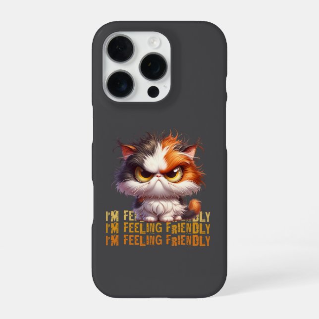 Grumpy Calico Cat and funny quote iPhone Case (Back)