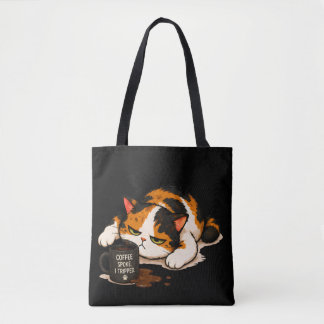 Grumpy Calico Cat - Coffee spoke Tote Bag