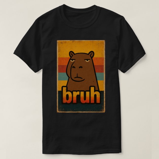 Grumpy Capybara “bruh” Meme – Funny Retro Animal  T-Shirt (Design Front)
