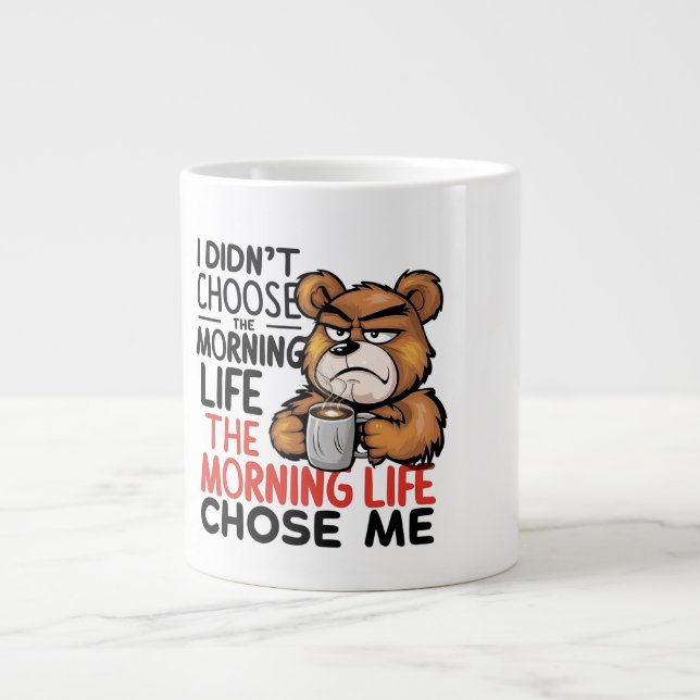 Grumpy Cartoon Bear Large Coffee Mug (Front)