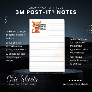 Grumpy Cat Attitude Lined 3M Post-it® Notes
