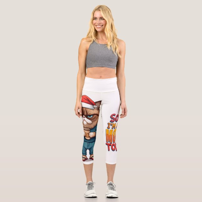 Grumpy Cat Christmas Mood Capri Leggings (Front)