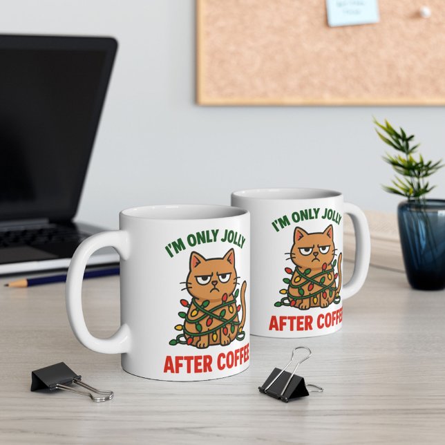 Grumpy Cat Christmas Mug | Jolly After Coffee (Coffee first then jolly #zazzlemade)