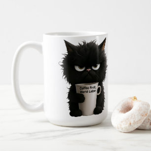 Grumpy Cat Coffee Mood T-Shirt Funny Black Fluffy  Coffee Mug