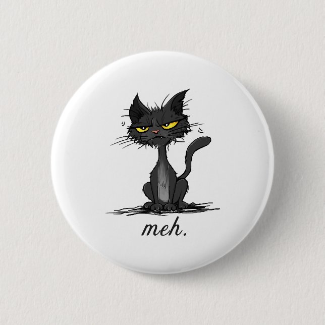 GRUMPY CAT - Funny Meh Cat - Crazy Cat Lady Gift 2 Inch Round Button (Front)